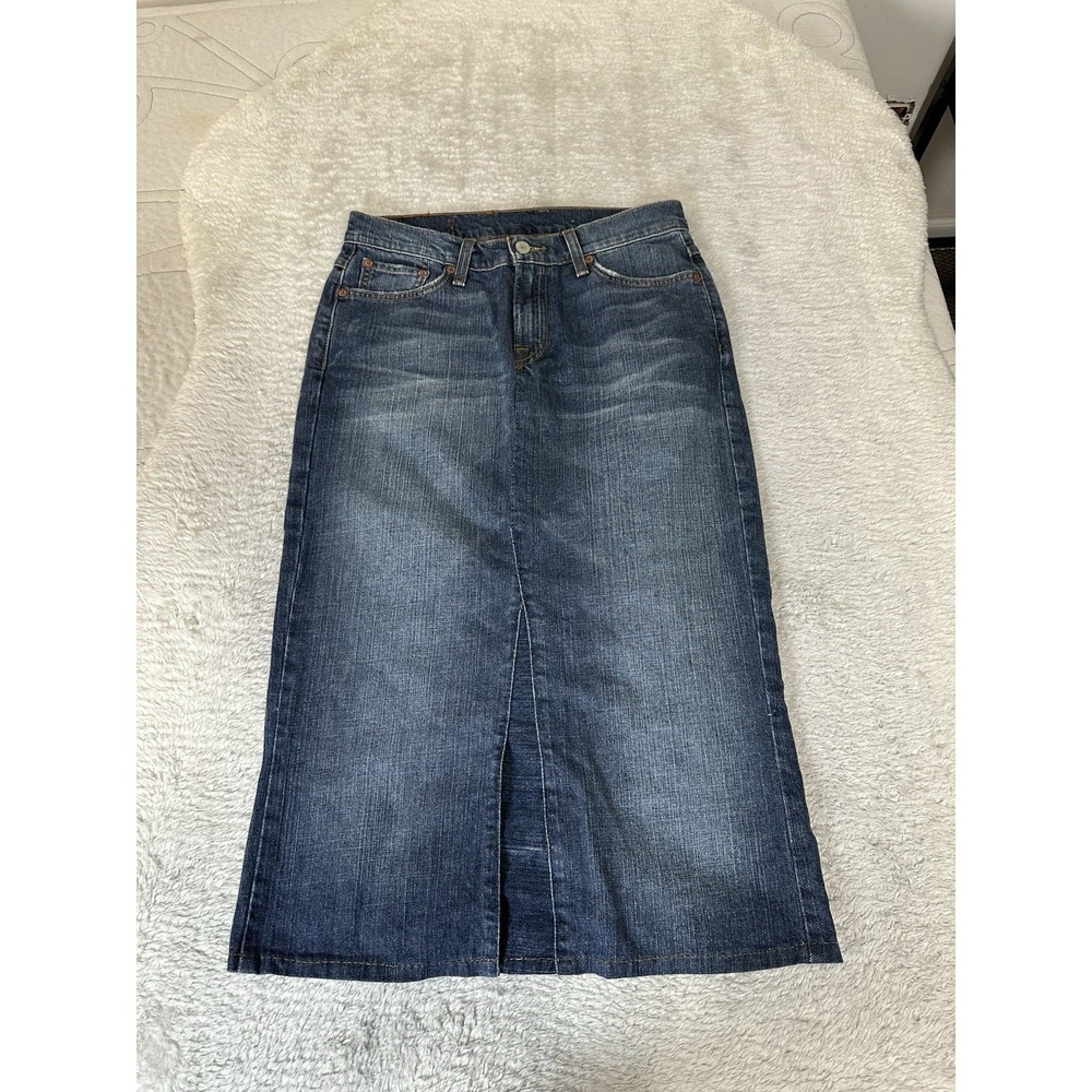 Lucky Brand Women's Blue Denim Maxi Western Boho Skirt‎ Size 4 27